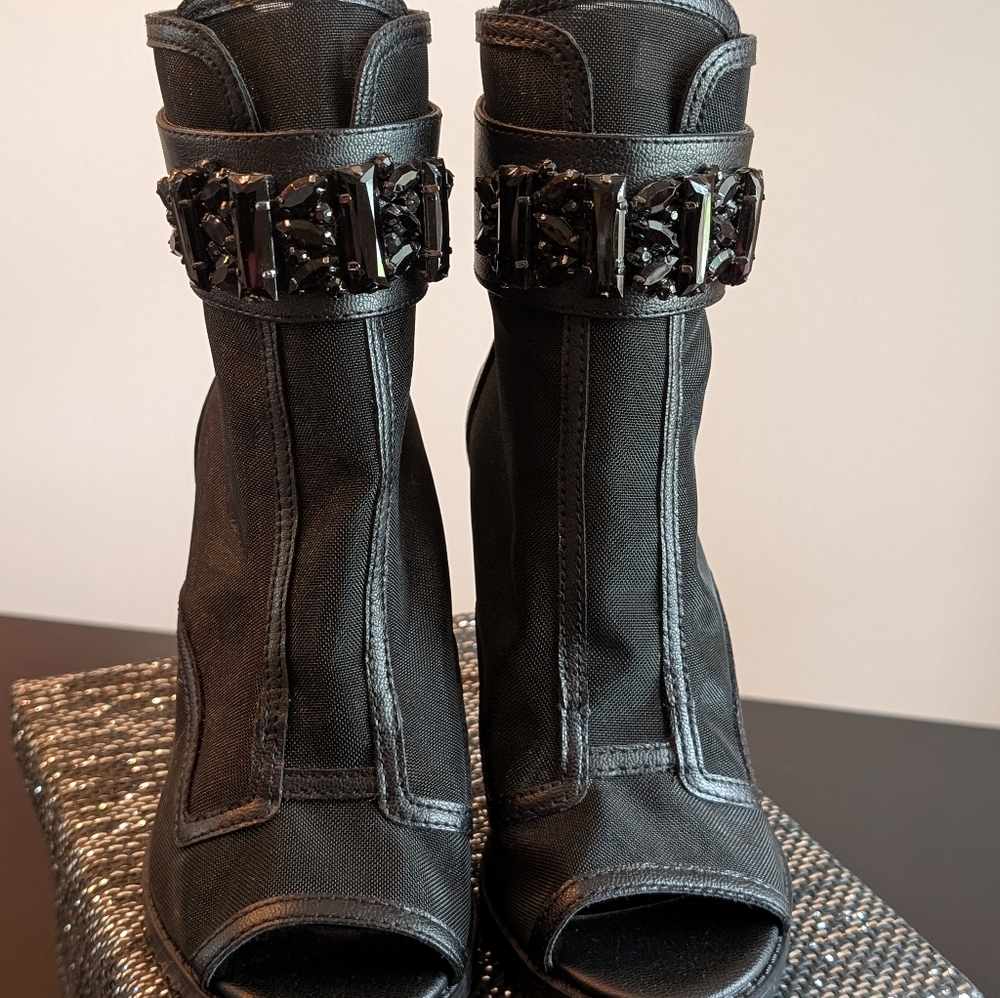 Karl Lagerfeld Black Women's Peep Toe Booties
